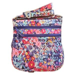 Vera Bradley Impressionista Crossbody Shoulder Bag Floral Triple Zip Quilted